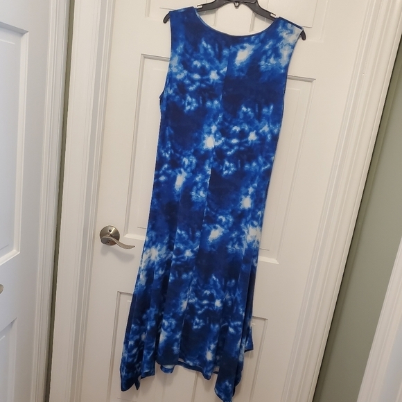 IMNYC Blue Tie Dye Print Midi Sleeveless Dress Size Medium - Picture 8 of 10